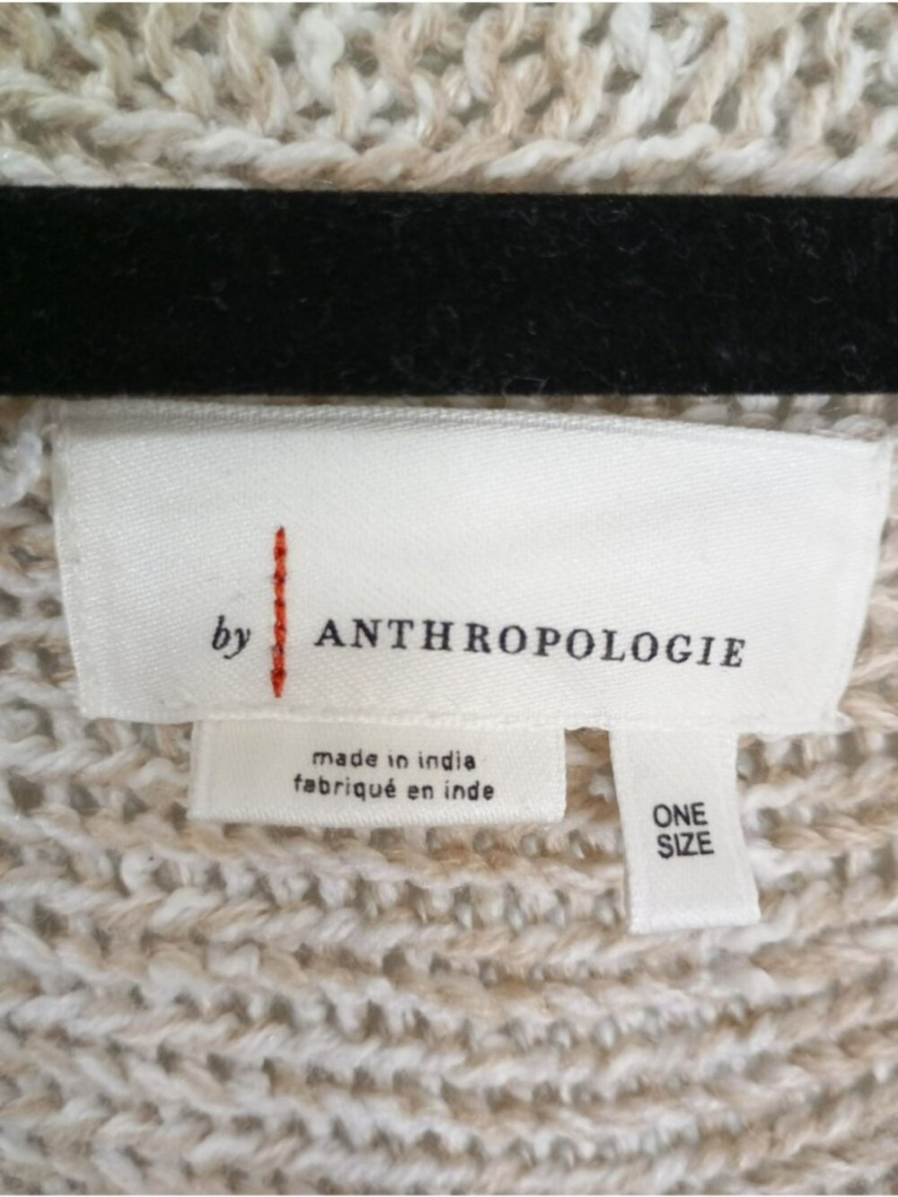 Anthropologie Chunky Knit Fringe Sleeve Open Front Cardigan One Size Beige/Tan - Picture 3 of 12